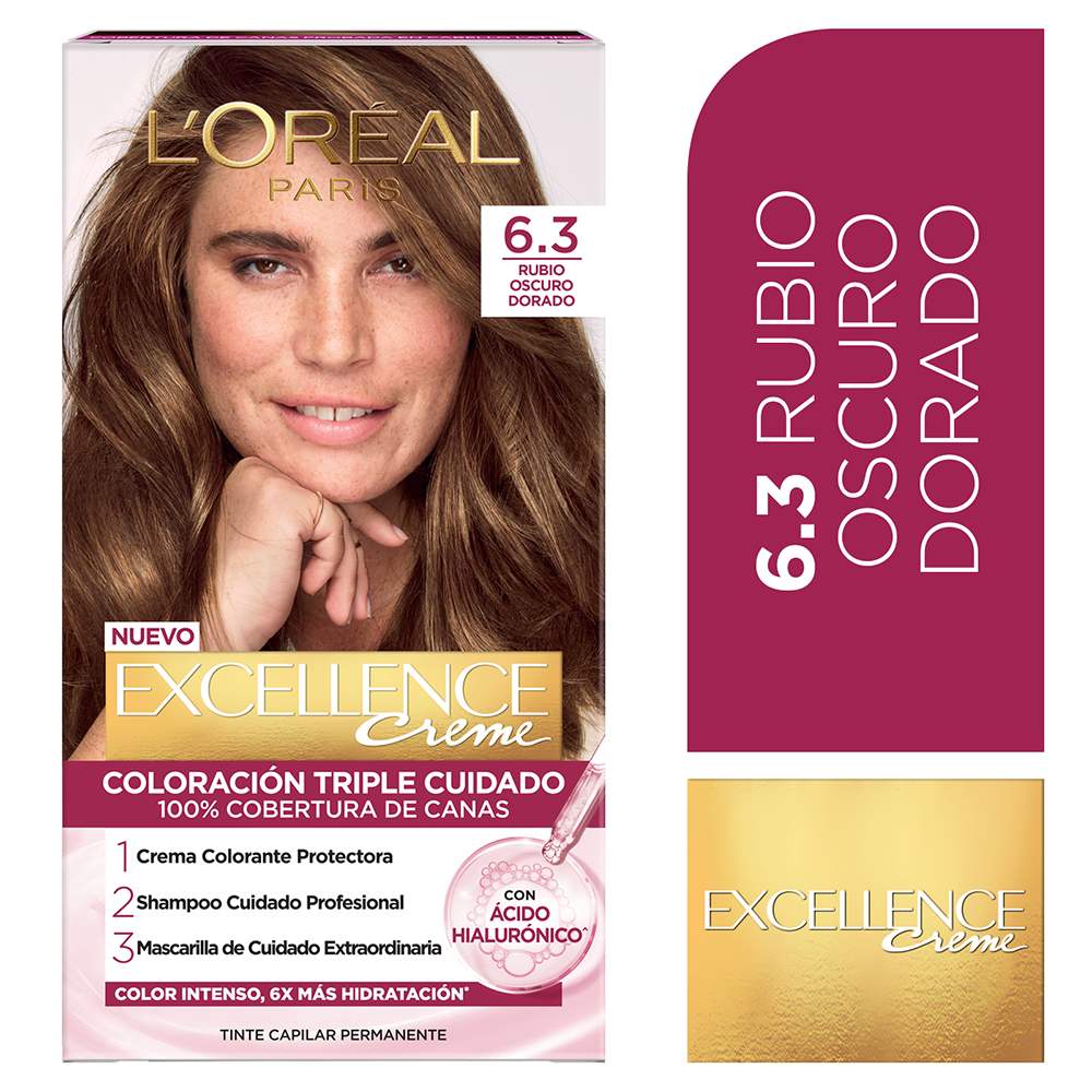 Tinte para Cabello 6.3 Rubio Oscuro Dorado Creme Caja 162.5 ml