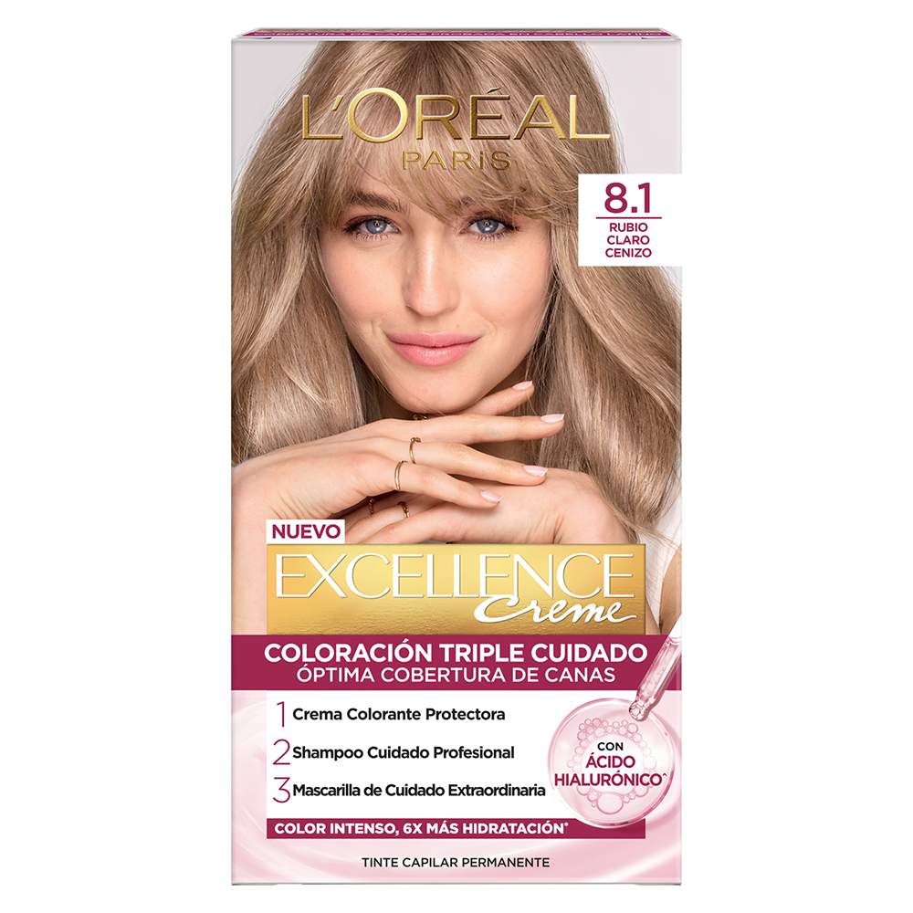 Tinte para Cabello 8.1 Rubio Claro Cenizo Creme Caja 162.5 ml