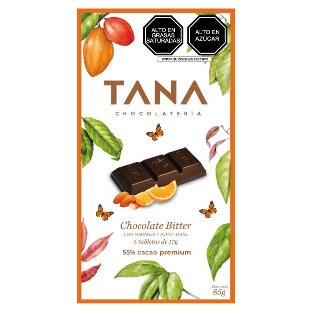 Chocolate Bitter Tana Naranja y Almendras 85g