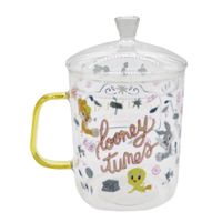 Taza Borosilicato con Tapa Looney Tunes 410ml