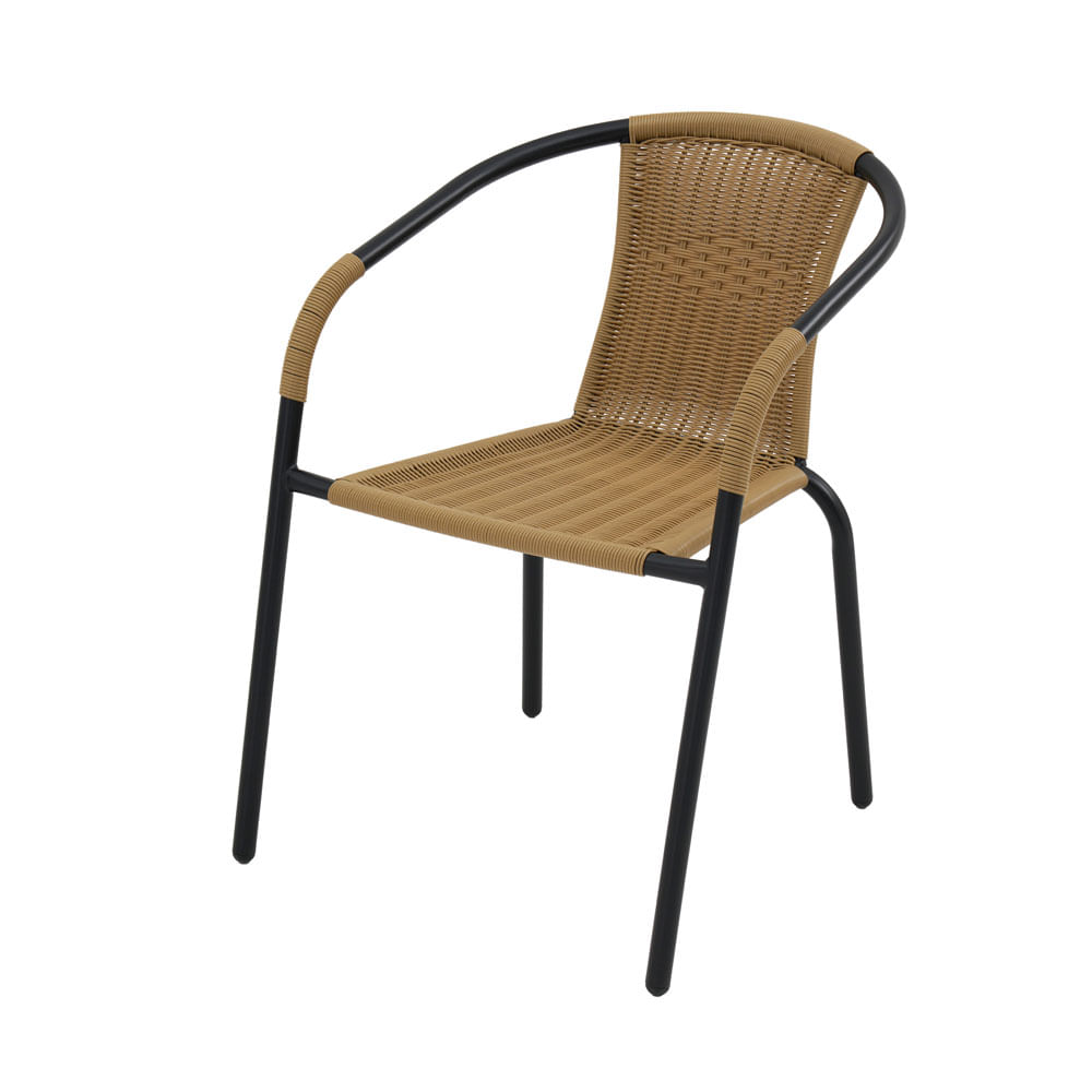 Silla Outzen Metal Caño Pe Rattan Café Claro