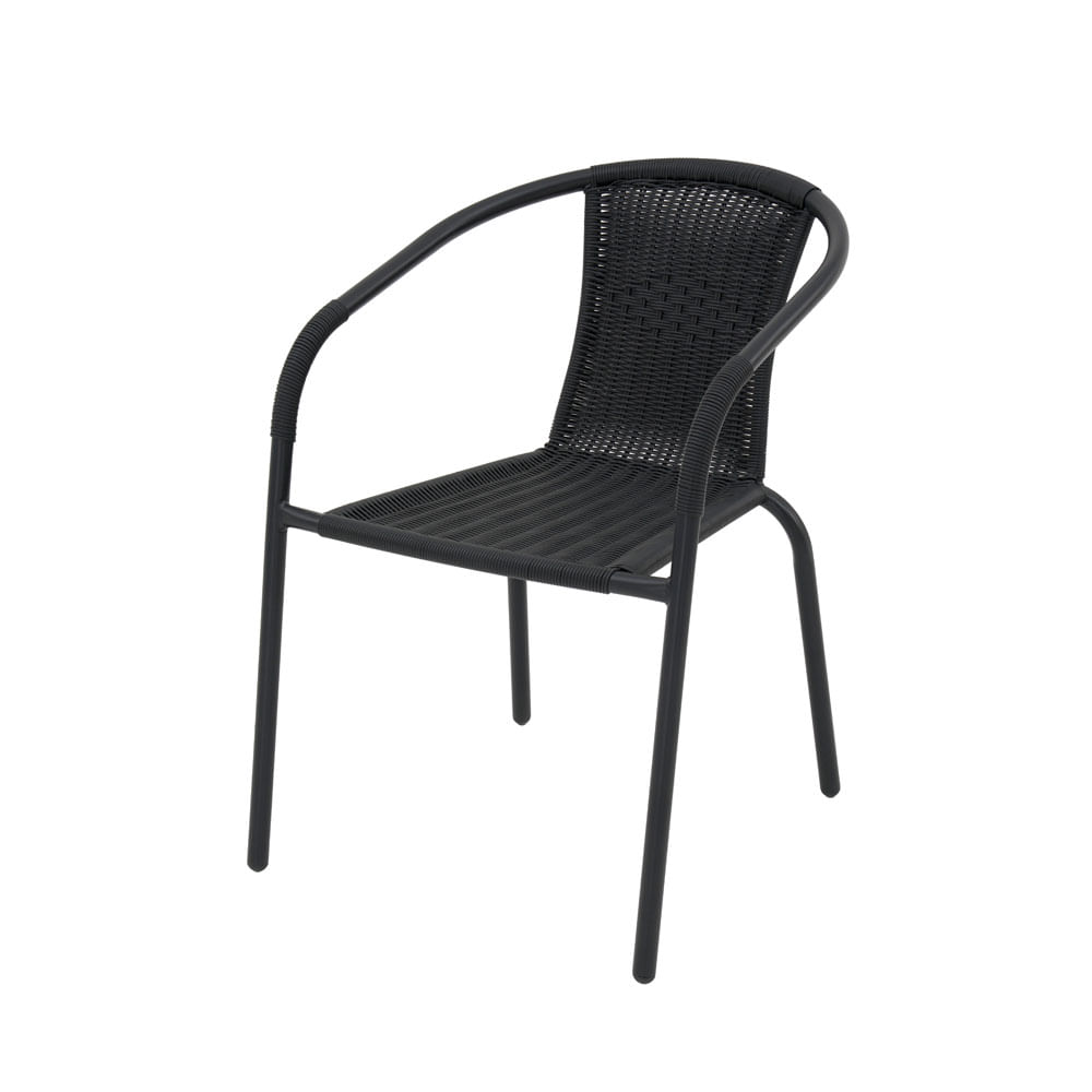 Silla Outzen Metal Caño Pe Rattan Chocolate