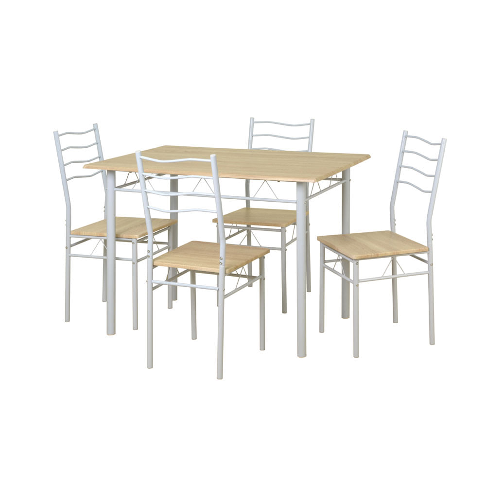 Juego de Comedor M+Design 4 Silla Barry 110x70x76cm White Natural