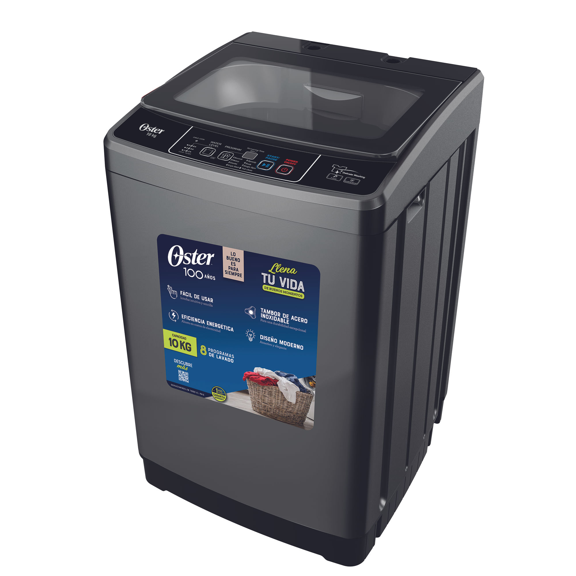 Lavadora Automática Oster Os-Pwsw0010S 10Kg Silver