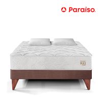 Cama Europea Pocket Max 2 Plazas Chocolate+ 2 Almohadas + Protector