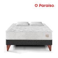 Cama Europea Pocket Max King Charcoal + 2 Almohadas + Protector