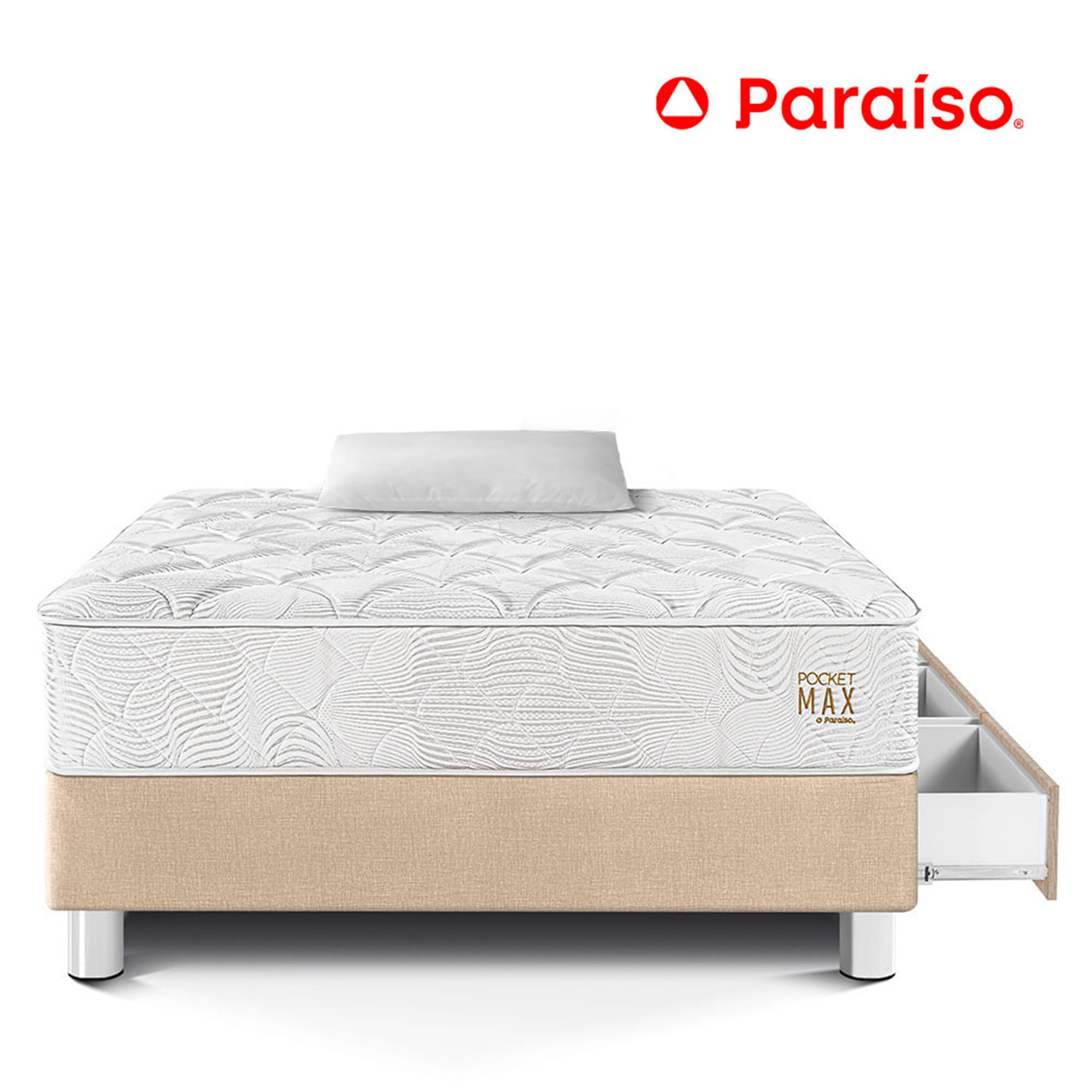 Cama con Cajones Pocket Max 1.5 Plazas Champagne
