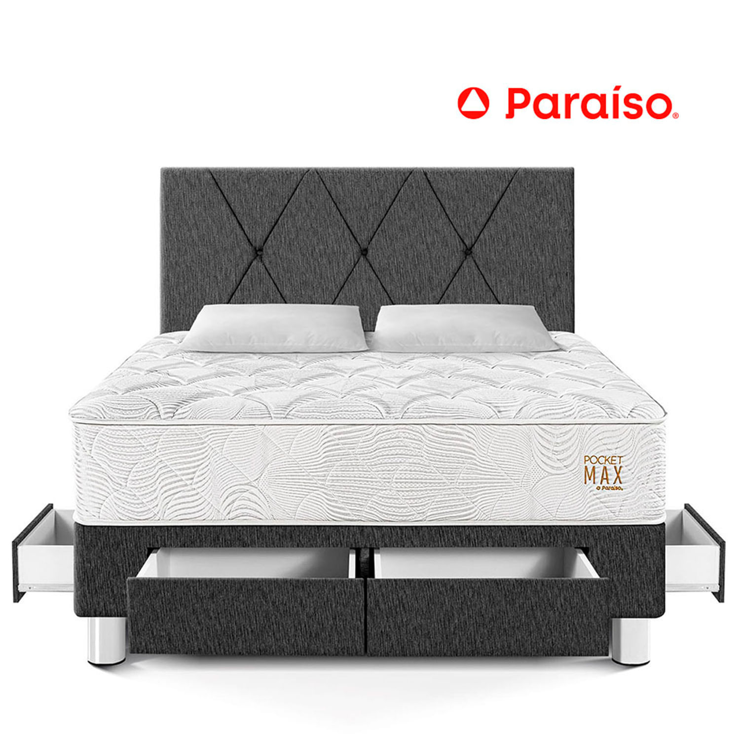 Dormitorio Cajones Pocket Max 2 Plazas Charcoal