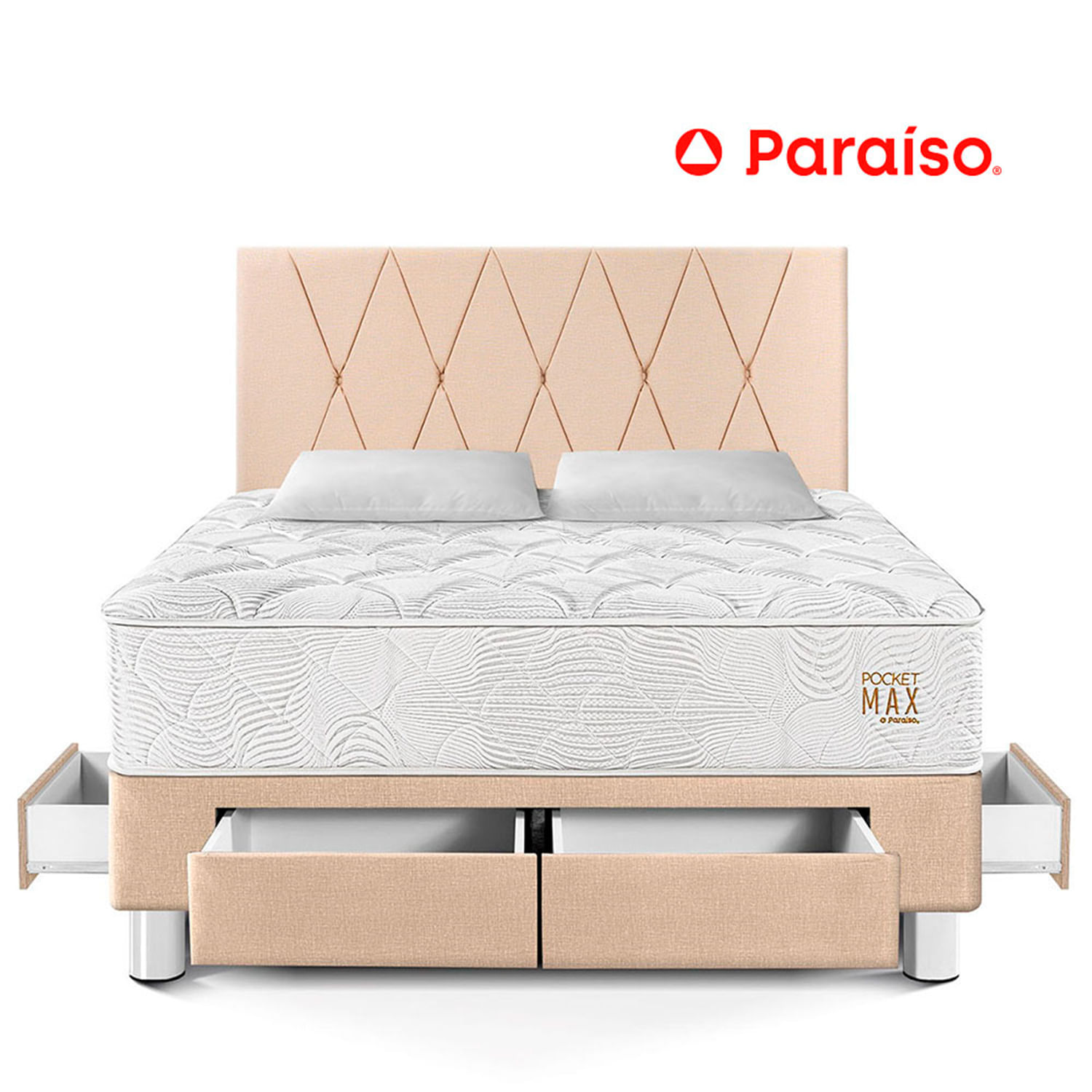 Dormitorio con Cajones Pocket Max King Champagne