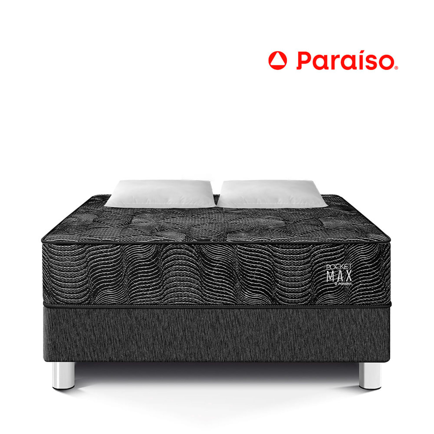 Cama Pocket Max Black King + 2 Almohadas + 1 Protector