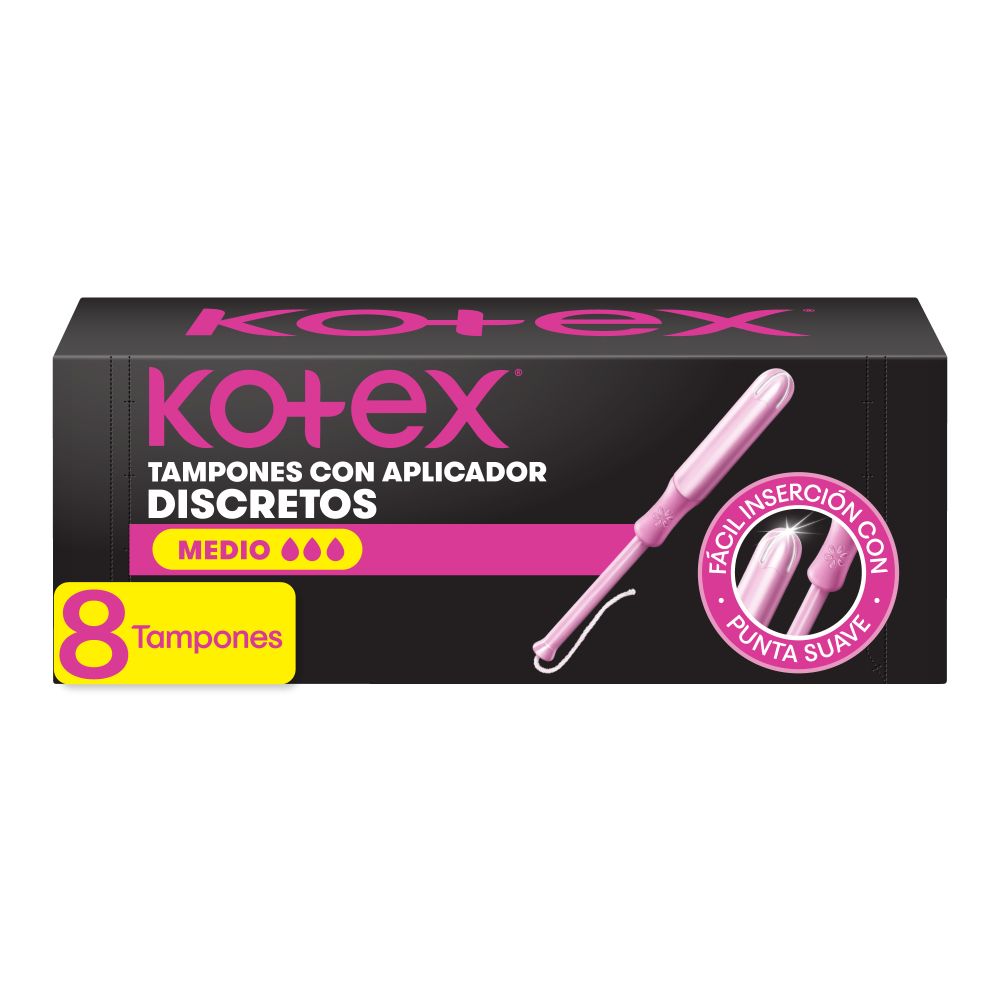 Tampones con Aplicador Kotex Discretos Medio 8un