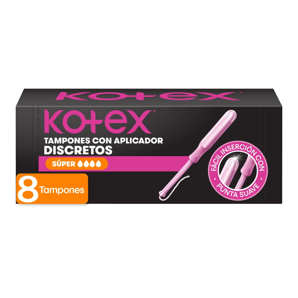 Tampones con Aplicador Kotex Discretos Súper 8un