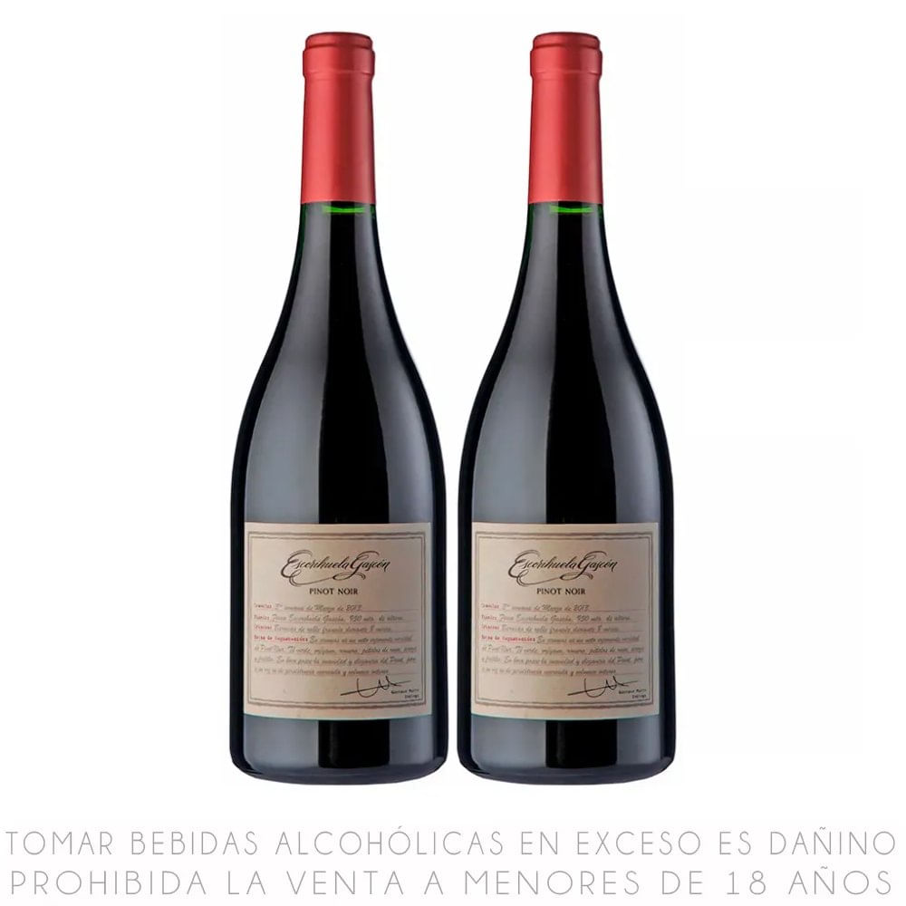 Twopack Vino Tinto Pinot Noir Escorihuela Gascón Botella 750ml