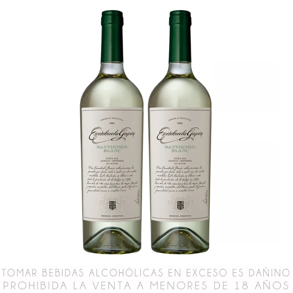 Twopack Vino Blanco Sauvignon Blanc Escorihuela Gascón Botella 750ml