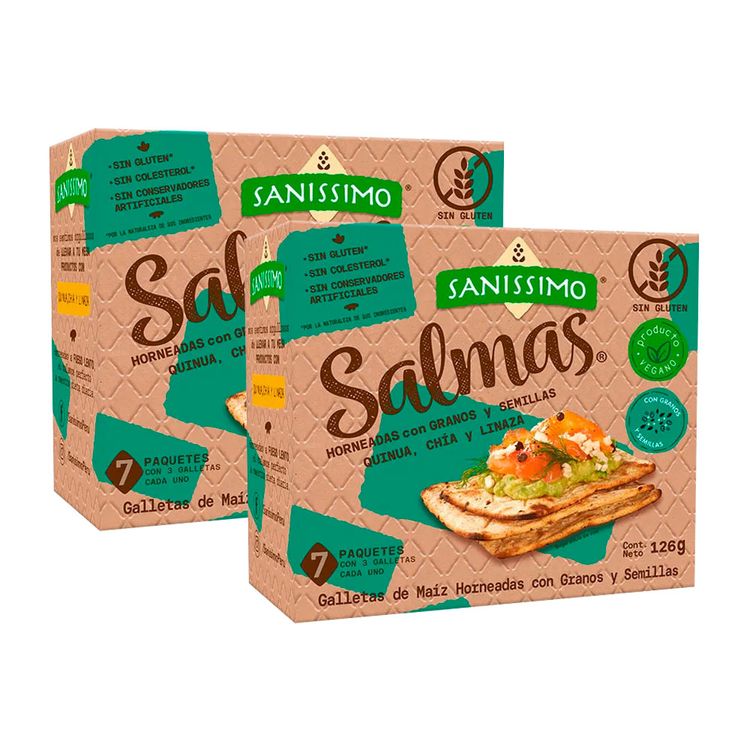 Twopack Galletas de Maíz Horneadas Salmas Granos y Semillas 126g