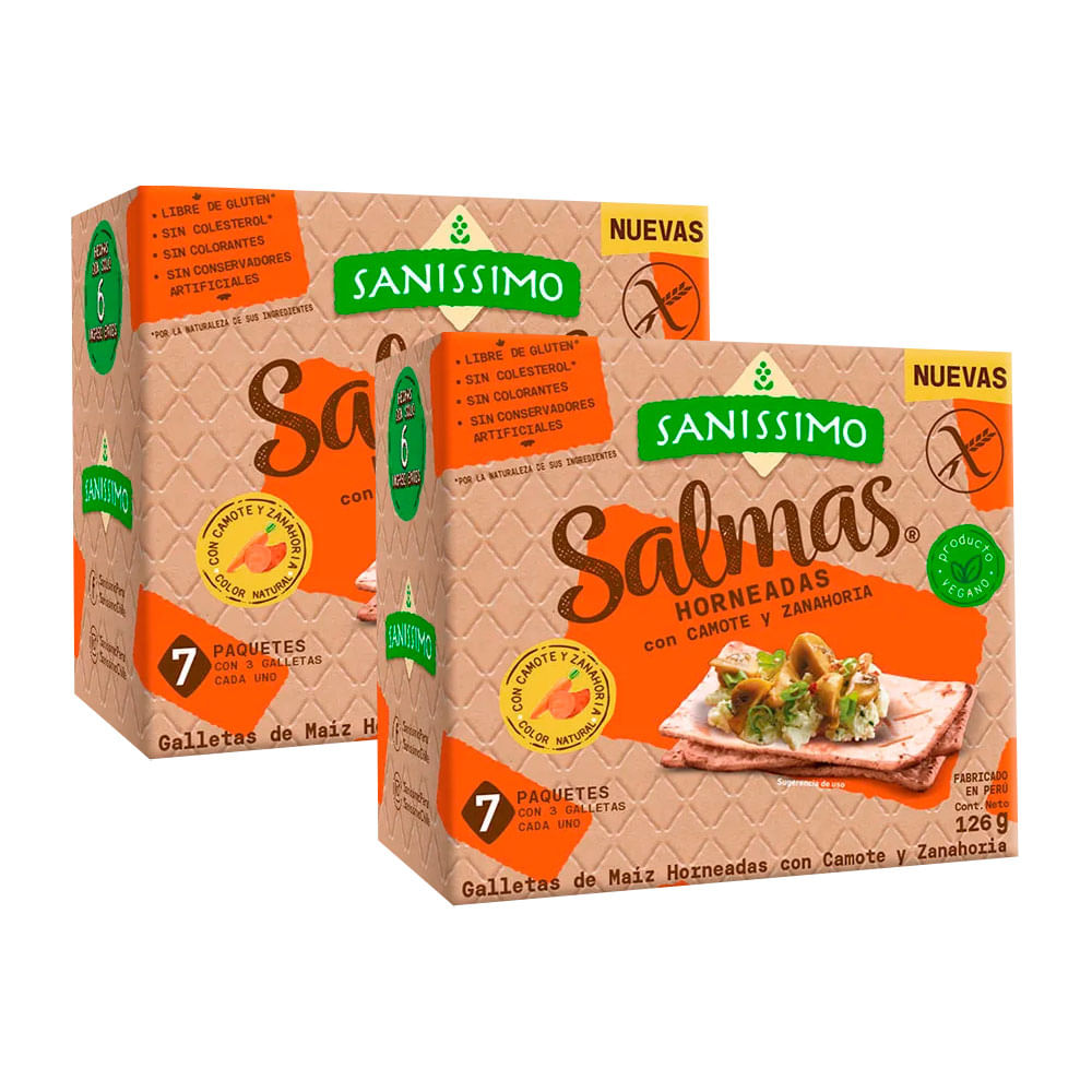 Twopack Galletas Salmas Camote y Zanahoria 126g