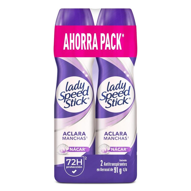 Twopack Desodorante en Aerosol Lady Speed Stick Derma Aclarado 91g