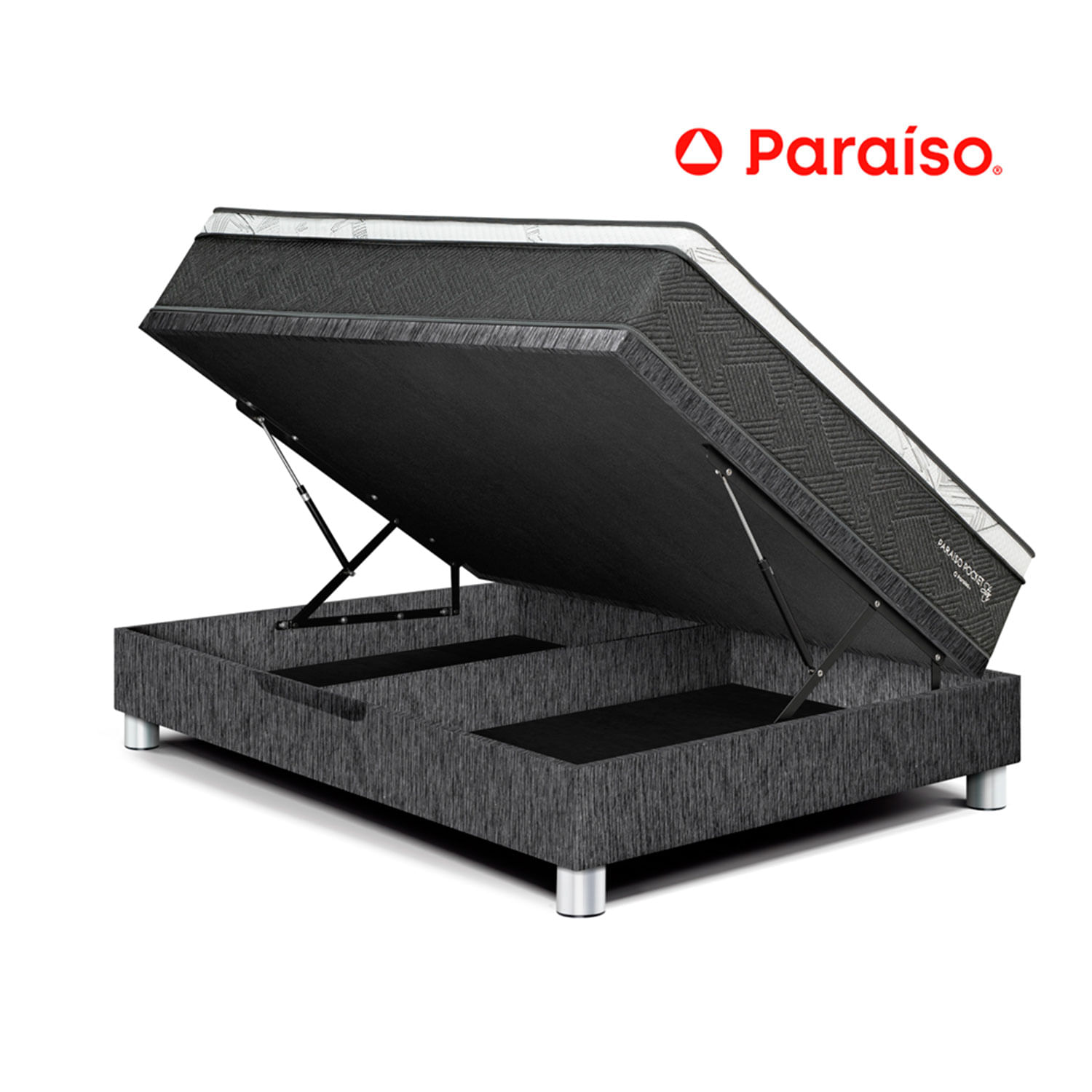 Cama Paraíso Boxet Pocket Star 1.5 Plaza Charcoal