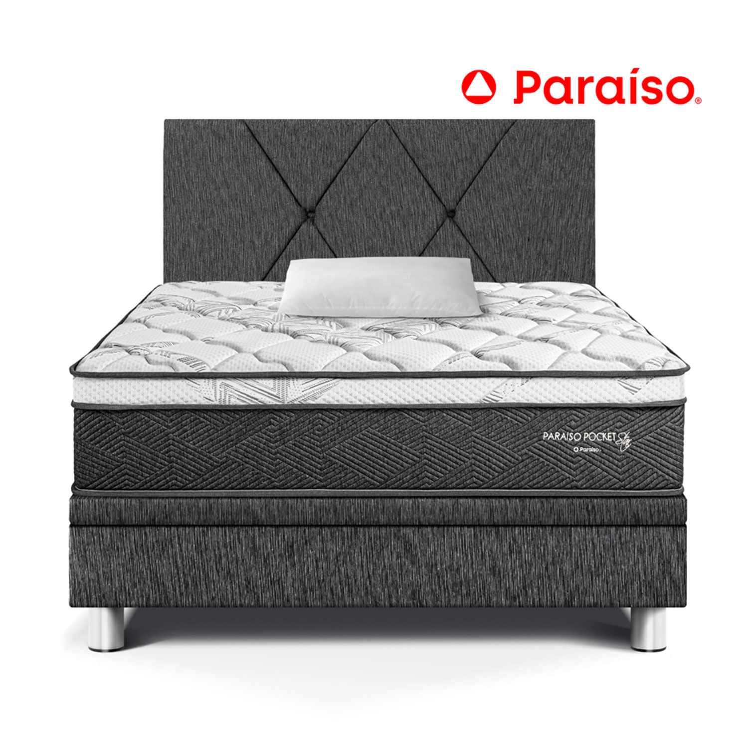 Dormitorio Paraíso Box Paraíso Pocket Star 1.5 Plaza Charcoal