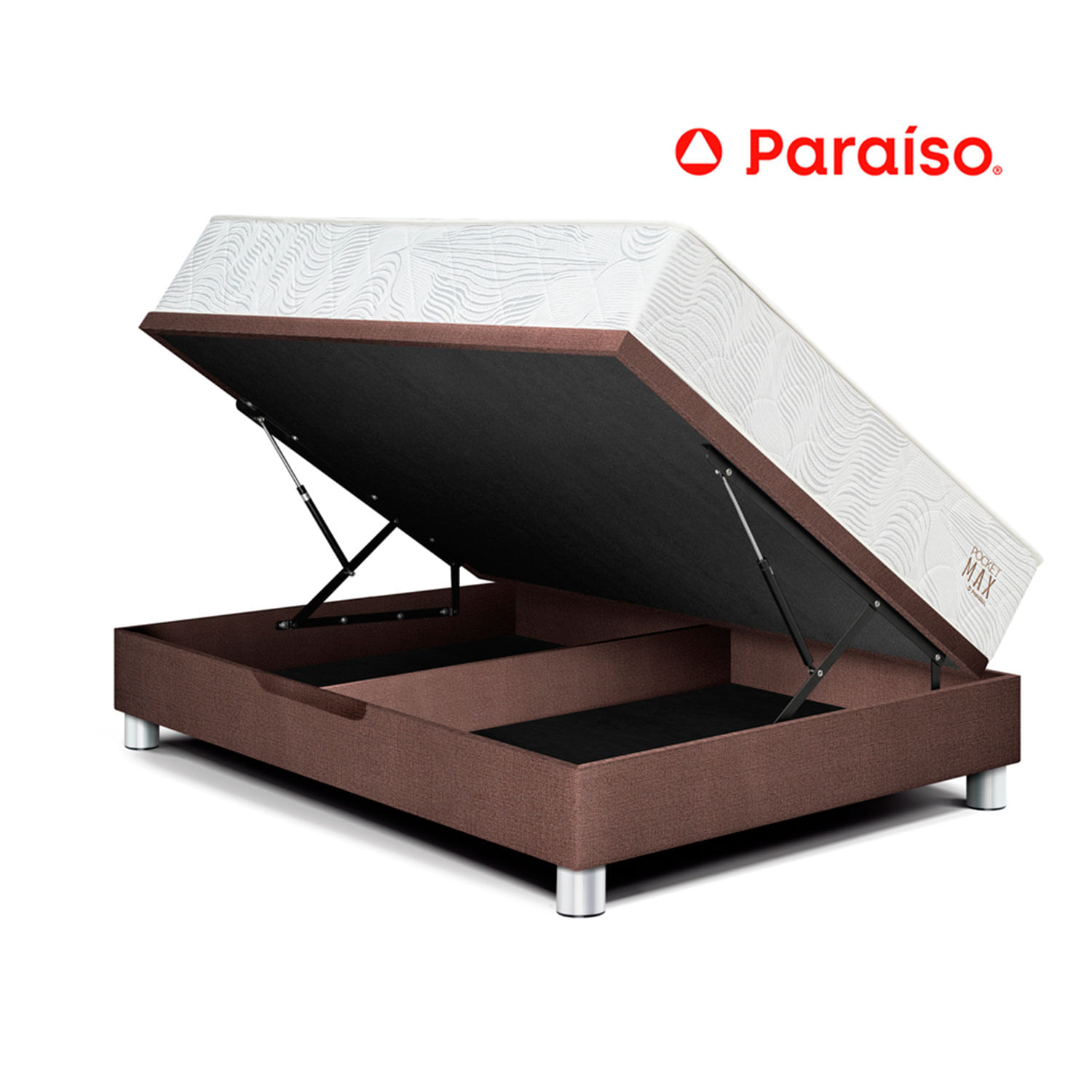 Cama Paraíso Boxet Pocket Max 2 Plazas Chocolate