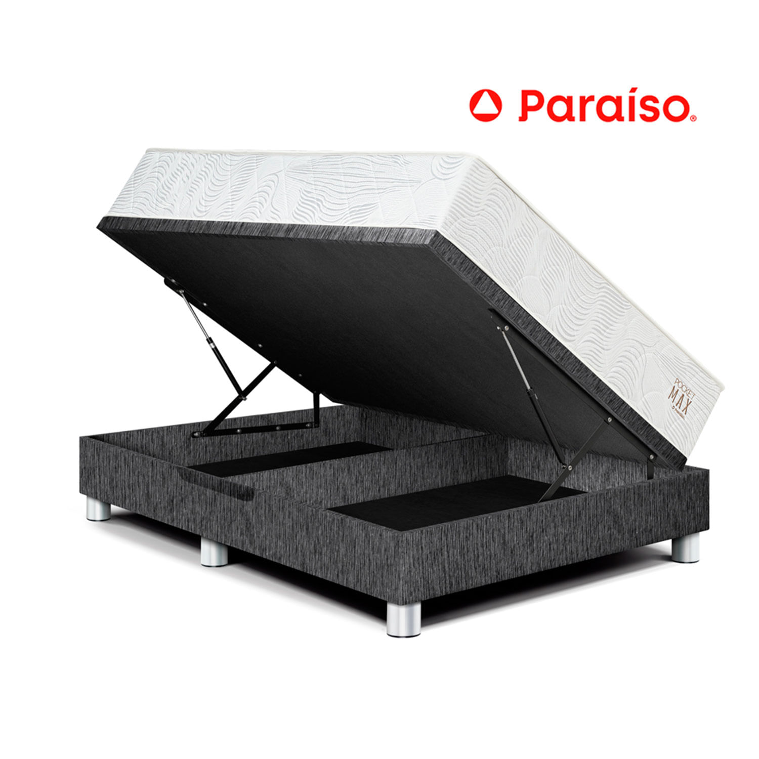 Cama Paraíso Boxet Pocket Max Queen Charcoal