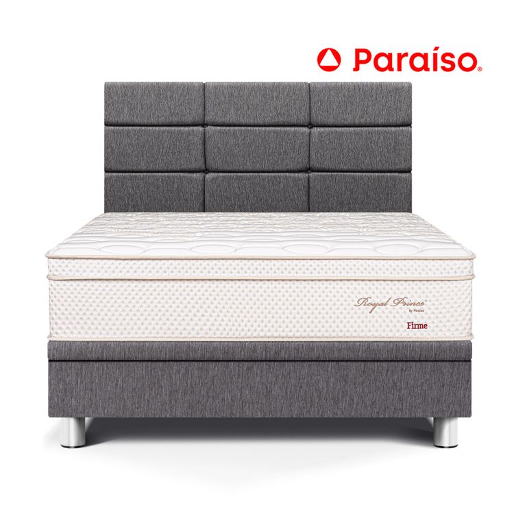 Dormitorio Paraíso Box Blocks Royal Prince 1.5 Plaza Gris