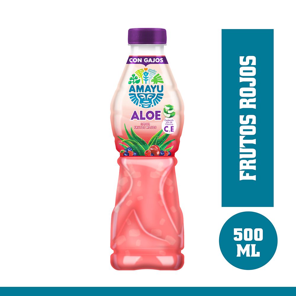 Bebida Amayu Aloe Sabor Frutos Rojos Botella 500ml