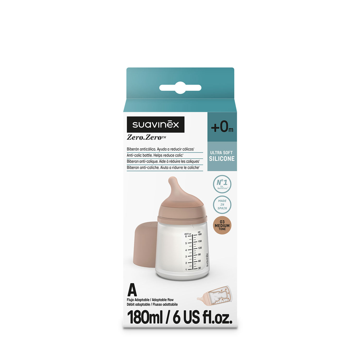 Biberón Zero Zero Suavinex Flujo Adaptable Medium