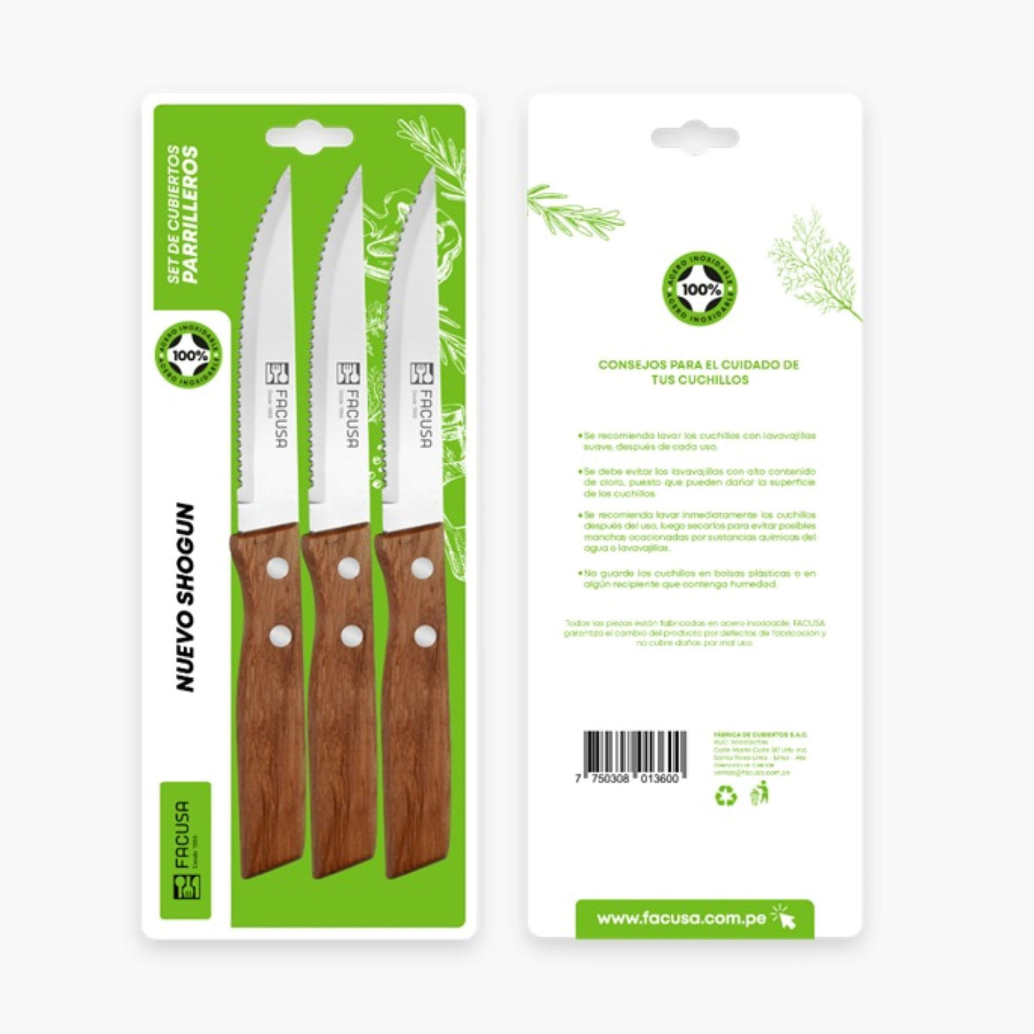 Blíster de Cuchillos Facusa x03 Shogun