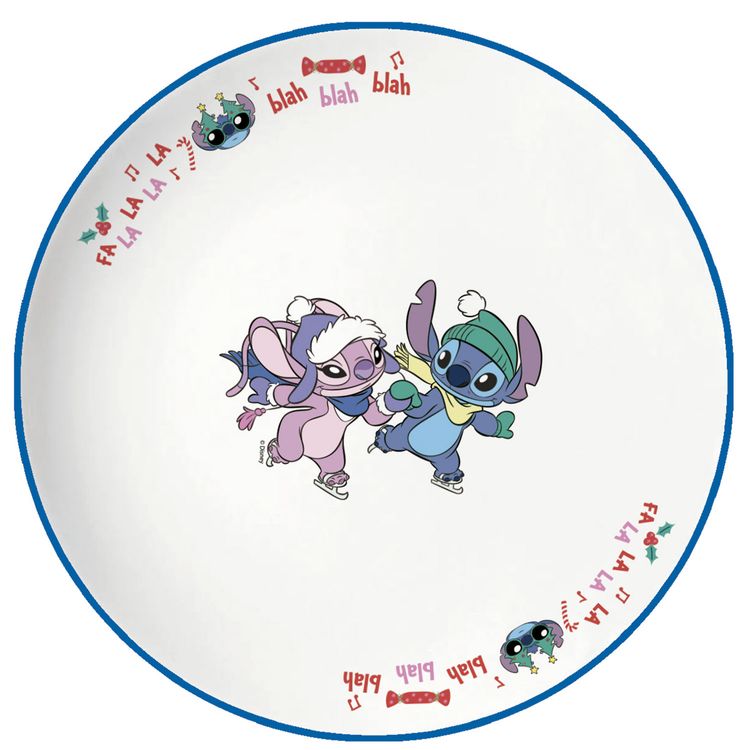 Plato Llano de Cerámica Stitch Navidad