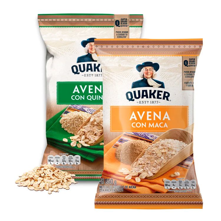 Pack Quaker 850g: Avena con Quinua + Avena con Maca