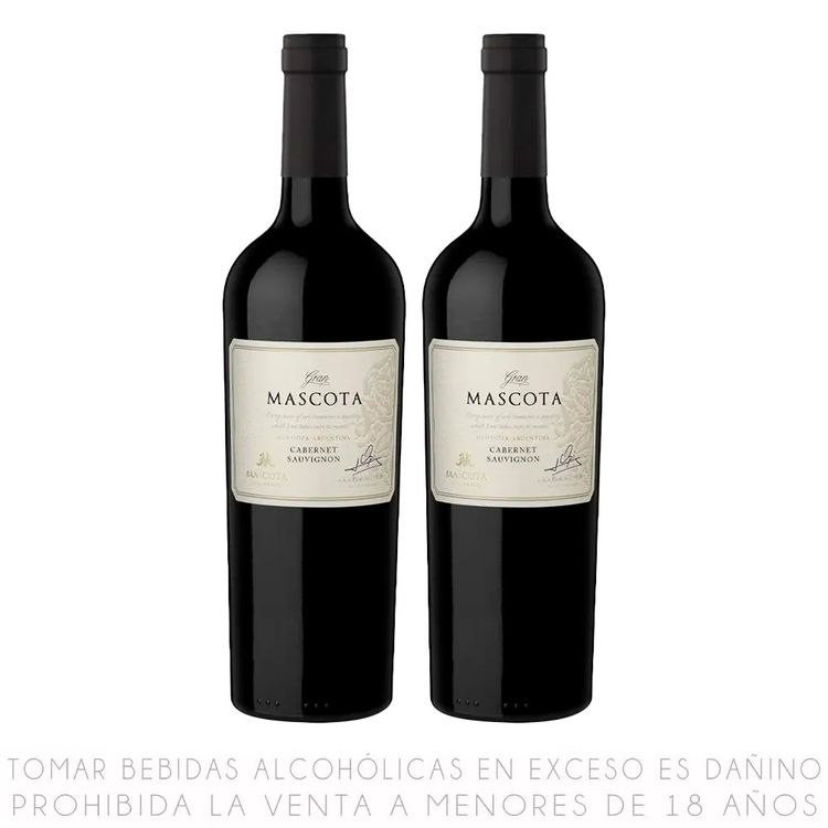 Twopack Vino Tinto Cabernet Sauvignon Gran Mascota Botella 750ml
