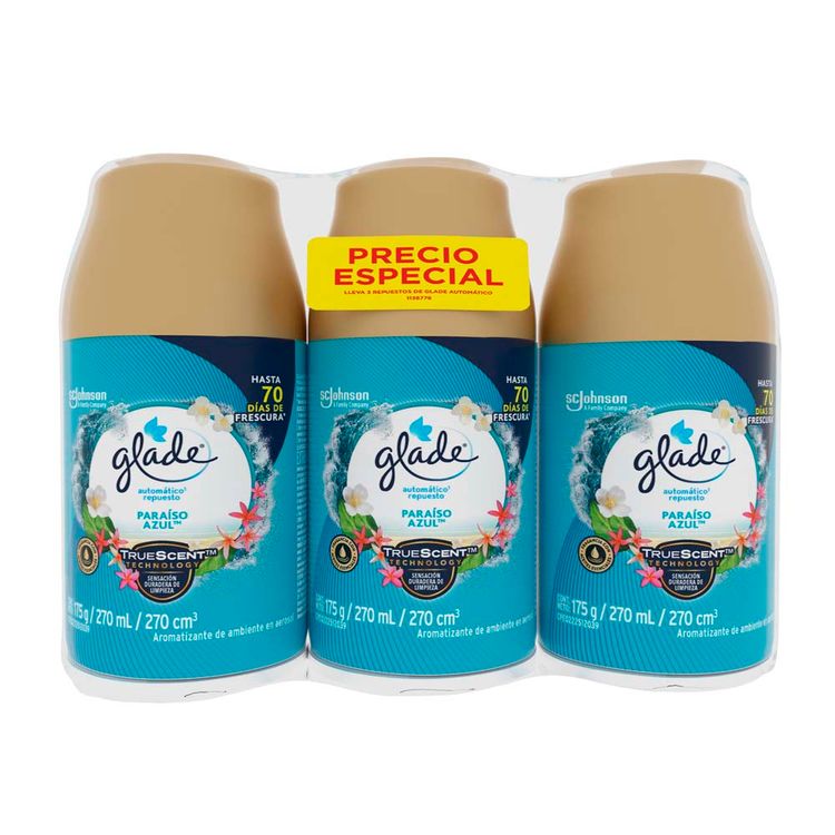 Ambientador Glade Automático en Aerosol 3 Repuestos 525g