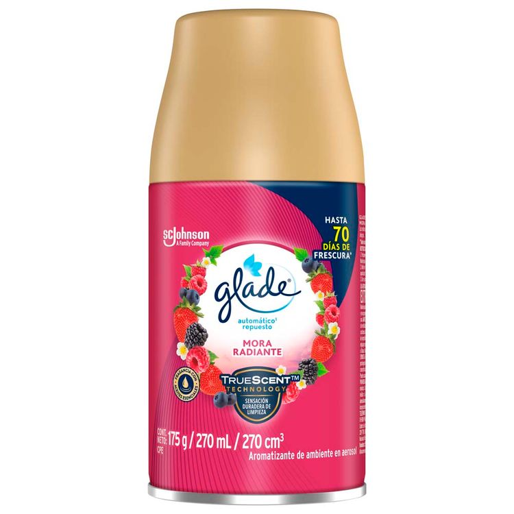 Ambientador Glade Automático en Aerosol Repuesto Mora Radiante 175g