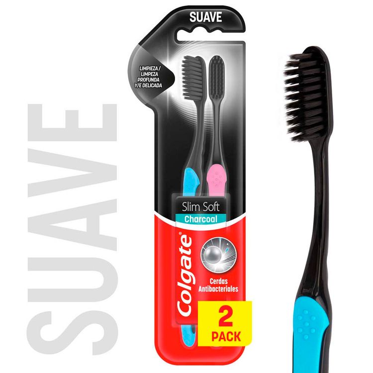 Cepillo de Dientes Colgate Slim Soft Carbón 2un