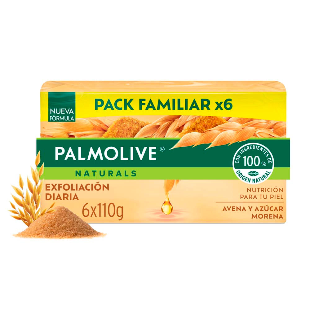 Sixpack Jabón en Barra Palmolive Avena y Azúcar Morena 110g