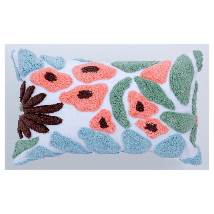 Cojin Krea Tufted Flores 30x50cm
