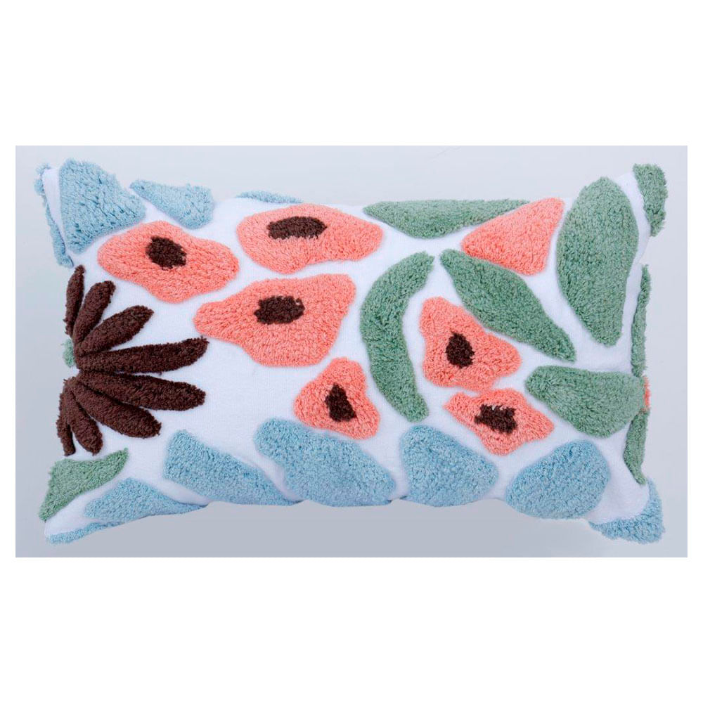 Cojin Krea Tufted Flores 30x50cm