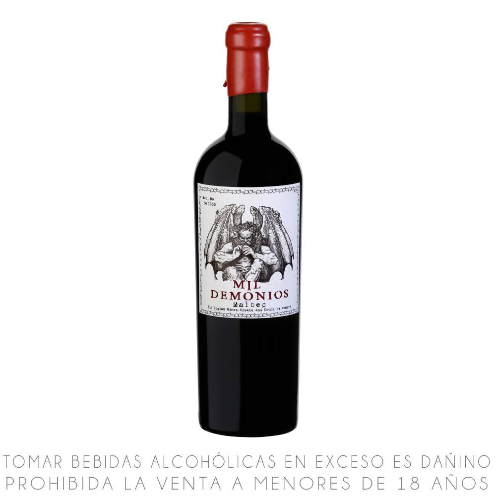 Vino Tinto Malbec Mil Demonios Botella 750ml