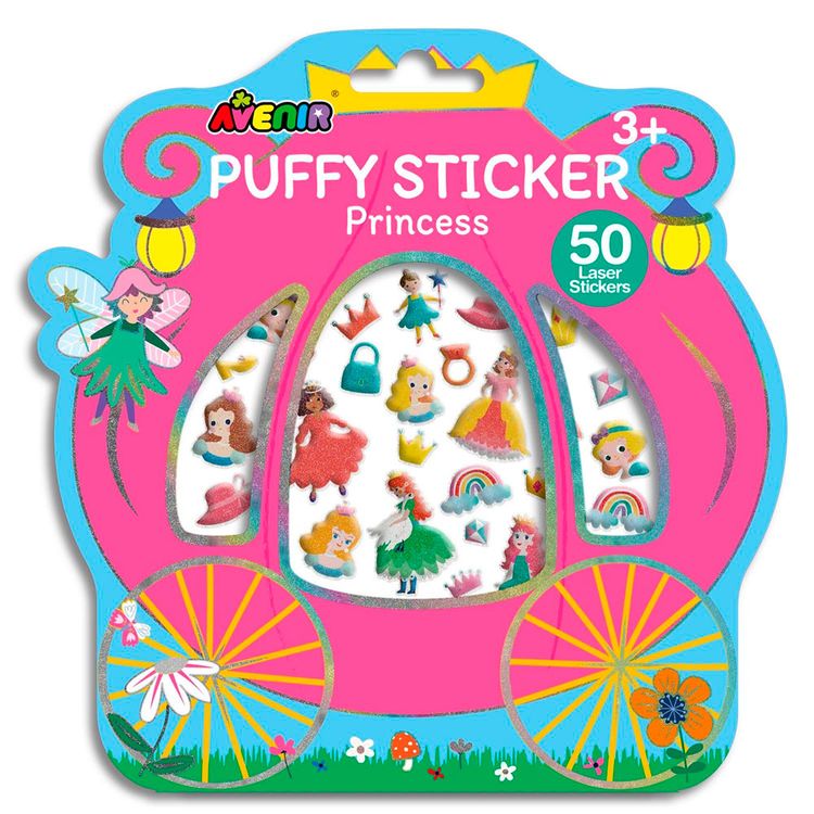 Stickers Puffy Modelo Avenir Princesas 50 Piezas