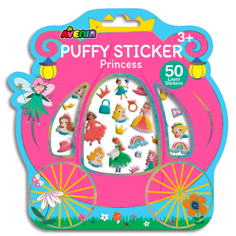 Stickers Puffy Modelo Avenir Princesas 50 Piezas