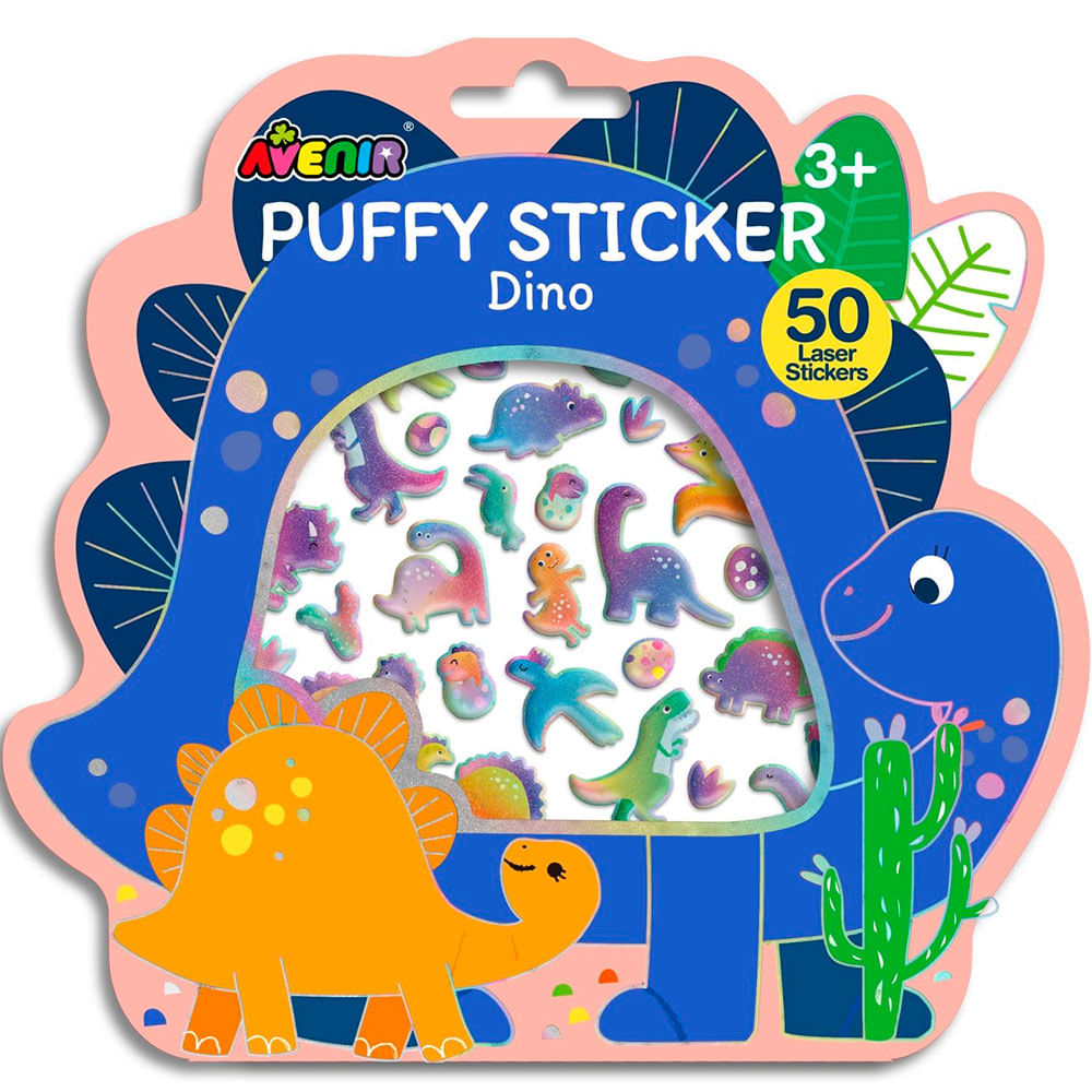 Stickers Puffy Modelo Avenir Dinosaurios 50 Piezas
