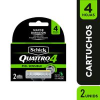 Repuestos para Máquina de Afeitar Schick Quattro 4 Piel Sensible 2un