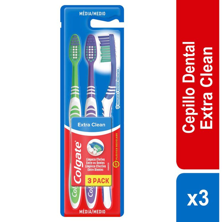 Cepillo de Dientes Colgate Extra Clean Medio 3un