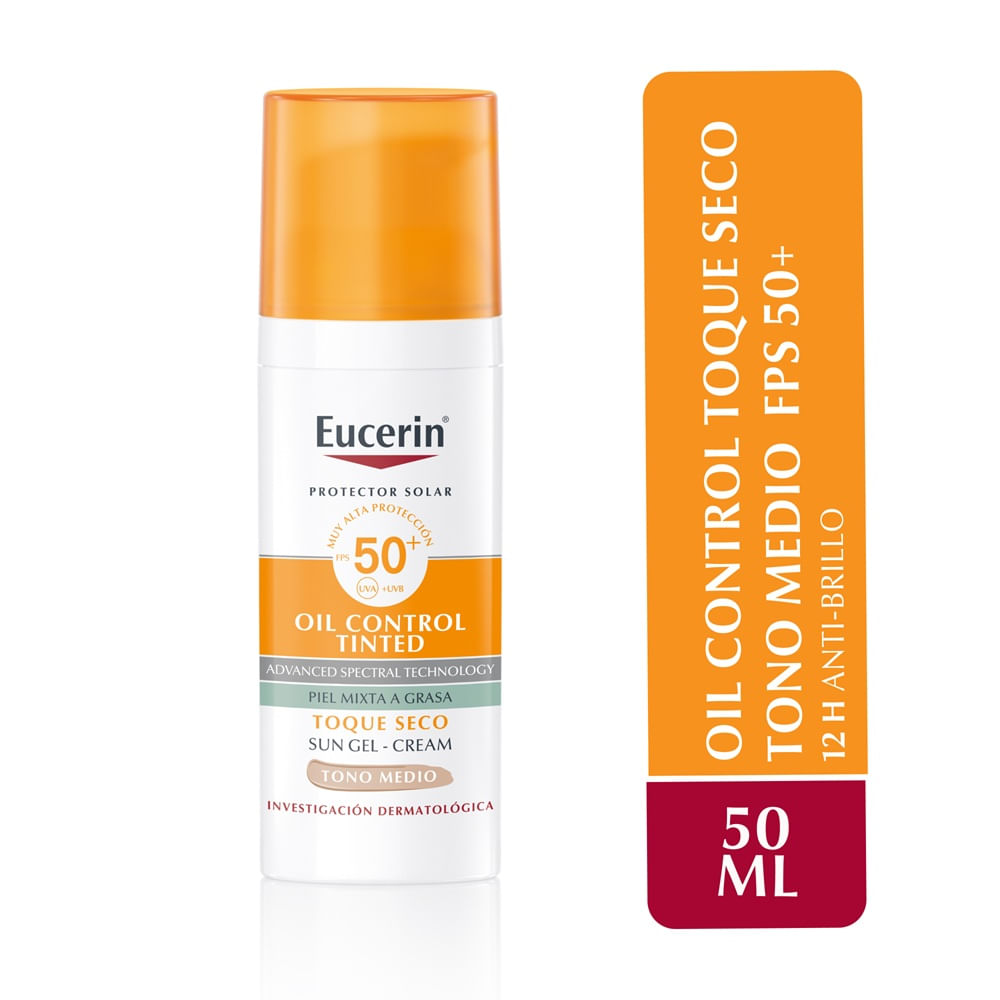 Protector Solar Eucerin Oil Control Tinted FPS50+ Tono Medio 50ml