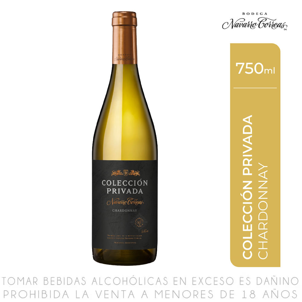 Vino Blanco Chardonnay Colección Privada Navarro Correas Botella 750ml