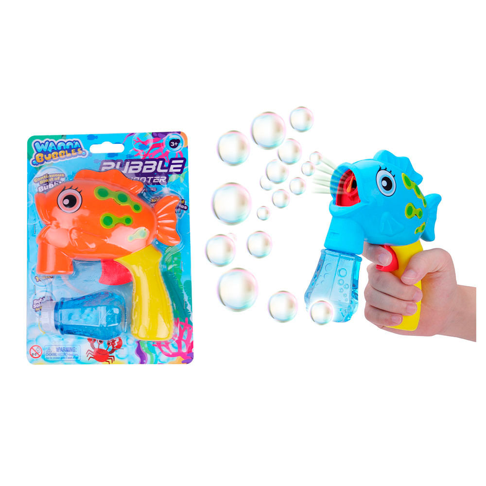 Lanzador de Burbujas Pez con 150ml de Solución de Burbujas