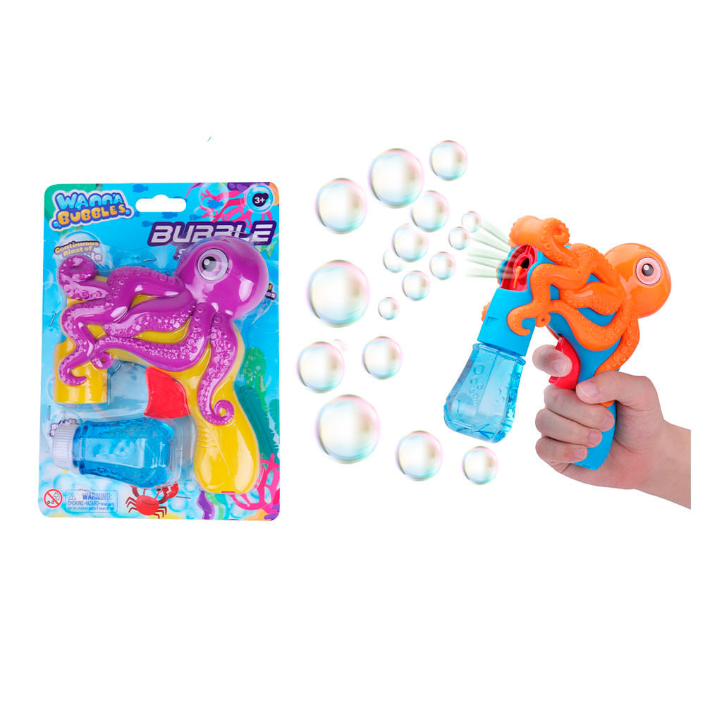 Lanzador de Burbujas Pulpo con 150ml de Solución de Burbujas