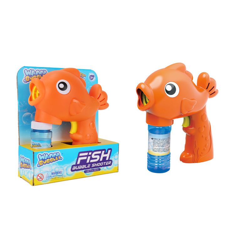 Lanzador de Burbujas Pez Sin Fugas con 56ml de Solución de Burbujas