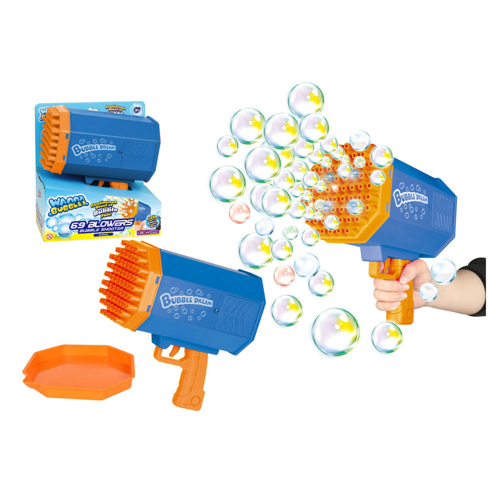 Pistola de Burbujas 69 Soplos 250ml de Solución de Burbujas